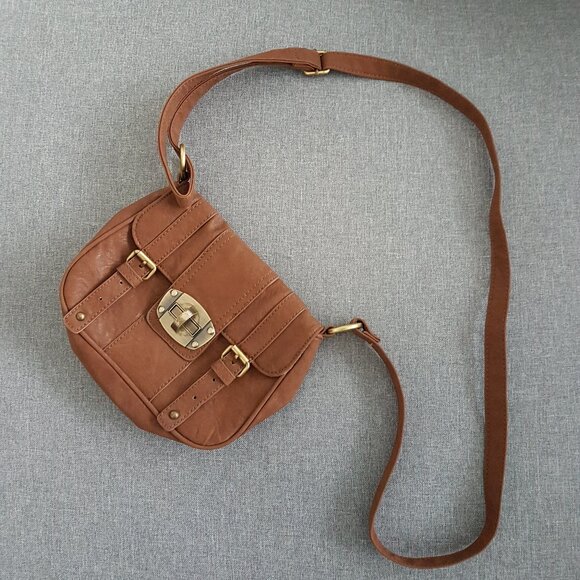 (2for$10) d-fusion Brown Turnlock Small Crossbody Bag - Picture 1 of 14